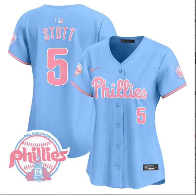 Women Philadelphia Phillies 5 Stott blue 2024 MLB jersey